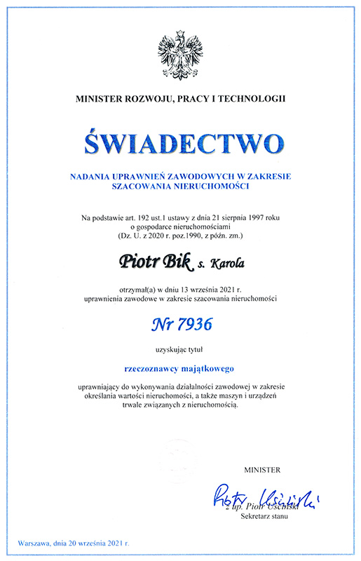 wycena nieruchomości małopolska Piotr Bik pbwycena